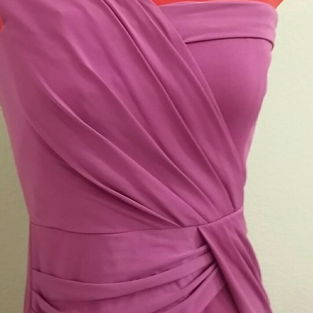 EUC Max & Cleo fuchsia pleated draped dress - Picture 2 of 3